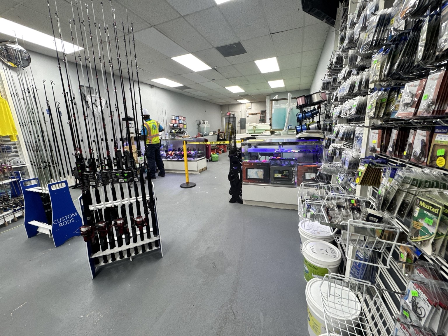 Fishing rods and tackle inside Spillway